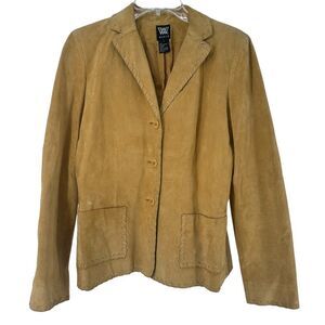 WORTH Leather Jacket Womens Size 4 Brown Whipstitch Vintage Three Button Western